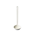 Single white silicone soup ladle with ergonomic handle and hanging hole on white background - Soup Spoon (Creamy White)