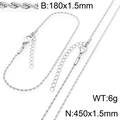 Set collana e bracciale a catena ritorta in acciaio inossidabile argento per uomo e donna - Bracciale / 1.5mm Acciaio Argento