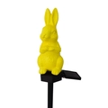 Solar powered garden stake lamp featuring a yellow rabbit statue with vintage cracked texture - Plastic Rabbit Stake (Yellow)