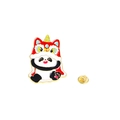 Broche panda mignon en costume de danse du lion avec fermoir papillon doré - Panda Danse du Lion