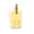 Detail view of rectangular gold-plated stainless steel pendant with letter H engraving - Pendant H (Without Chain)