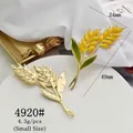 Golden wheat stalk alloy hair accessory and brooch in small size with enamel finish - 4920# Wheat Ear (Small)