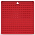 Red square silicone dog lick mat with anti-slip bumps and hanging hole for pet feeding - Square Red