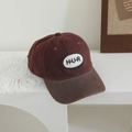 Casquette de baseball vintage pour enfant bordeaux et marron avec patch H-U-R - Lettre HUR / Rouge Vin Foncé & Café