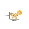 Golden butterfly piercing stud with clear zircon stones and precise size dimensions - 9# Bowknot Style - Gold