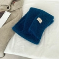 Soft wool-blend knitted scarf in royal blue with minimalist 'egg' patch detail - egg Series / Royal Blue