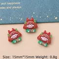 Mini Weihnachts Mädchen Bastelperlen aus Harz für DIY Haarspangen, 15mm in Rot und Grün - Girls