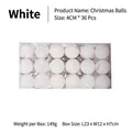 Pack of 36 white Christmas balls 4cm with varied textures for tree decoration - 4cm White (36 Pieces)