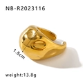 Detailansicht goldener unregelmäßiger Herzring mit Maßen 1,8cm und Gewicht 13,8g - Einstellbar Offen / Unregelmäßig Gehämmert (NB-R2023116)