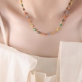 Colorful enamel evil eye pendant necklace with golden chain in a stylish jewelry set - Colorful Necklace