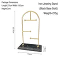 Golden iron jewelry organizer with black marble base for hanging necklaces - Arch Jewelry Rack - Black Base Gold Frame