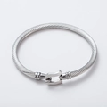 Silver stainless steel cable wire bracelet with U-shaped horseshoe magnetic clasp - Steel