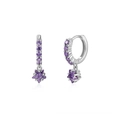Orecchini a cerchio in argento S925 con ciondoli a stella in zircone viola - Argento