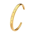 Luxury 18K gold plated titanium steel star zircon studded open bangle bracelet for women - B106 Starry Sky / Star Elements / Polished Texture