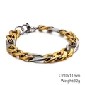 Two-tone silver and gold stainless steel Cuban link bracelet, size 210x11mm - Two-tone Gold Silver Chain (11mm x 210mm)