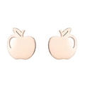 Cute rose gold apple shaped stud earrings in polished stainless steel for women - 429 Apple / Rose Gold