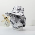 Outdoor wide brim sun hat with 360 neck face protection and floral print for women - One Size / Gray