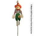 1-meter tall Halloween scarecrow decoration with doll face and green pants for garden. - Male Scarecrow / 1m