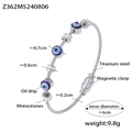 Silver titanium steel evil eye bracelet with rhinestones and magnetic clasp - Steel