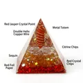Orgone energy pyramid with red jasper, citrine, and copper spiral for home decor - No.12-Red Jasper Column + Red Crystal (Abundance)