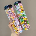 Two jars of colorful elastic hair ties with cute cartoon shapes for little girls - Crown + Frog Style (24#) / 40-Piece Set (One Bucket)