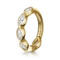 Gold marquise zircon hoop earring featuring five clear stones in a minimalist geometric style - 8mm / Style CC036-2 / Marquise Hoop / Gold