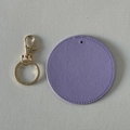 Purple faux leather round keychain with golden metal ring attachment accessory - Unassembled (DIY Set) / Purple