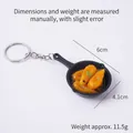 Miniature black frying pan keychain with shrimp food model 6cm x 4.1cm size - Shrimp Pan - Keychain