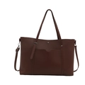 Minimalist large brown tote bag for women with shoulder strap and side pocket design - Coffee