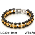 Men's 11mm bike chain bracelet in gold, black and silver steel finish, 230mm length - Two-Tone Black & Gold (KB51878-D)