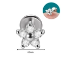 Silver daisy ear stud with sparkling zircons and 4.5mm diameter measurement guide - Daisy Shape Style (#3)