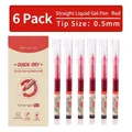 Lot de 6 stylos roller rouges à séchage rapide 0,5 mm avec fenêtre d'encre - 6 Pcs/Boîte / Rouge