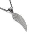 Colgante de ala de pluma minimalista en acero inoxidable con collar de cadena de cuerda - Solo Colgante Color Acero (KP80846-Z)