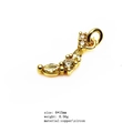 Gold crescent moon pendant featuring micro-pave zircons and copper hardware - 17-Crescent