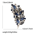 Spilla a piuma d'argento con cristalli blu e grigi, misura 7,0 cm x 4,2 cm - Grigio Magnolia