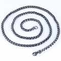 Collier en acier inoxydable argent foncé avec maille tressée et fermoir mousqueton - Chaîne De Panier De Fleurs Vieillie 30 X 60 Cm