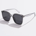 Vintage-Polbrille mit transparentem grauem Rahmen und dunkelgrauen Gläsern für Damen - Transparentes Grau