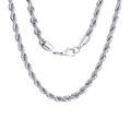 Silver twisted rope chain necklace in stainless steel with a secure lobster clasp - 5mm*40cm / Steel