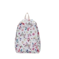 Detalle de mochila blanca grande con estampado de mariposas y flores con compartimento frontal - Blanco