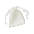 Glossy white faux silk satin drawstring bag for gifts and cosmetics storage - Rice White No.16