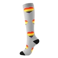 Chaussettes de compression grises avec motifs cœurs arc-en-ciel et talon noir - S/M / Arc-en-ciel Gris (Base Grise Coeur Coloré)