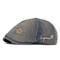 Washed denim ivy cap in blue with yellow honeycomb embroidery and clover detailing - Nostalgic Blue Octagonal Style