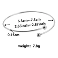 Especificaciones de tamaño para brazalete ajustable de acero inoxidable con bolas de metal - Color Acero