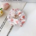 Elegant white organza scrunchie with red hearts and blue dots for women hair styling - FQ1070D Blue Heart Scrunchie