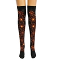Halloween over-knee thigh high socks with orange spider web pattern on black fabric - One Size / Pumpkin Orange Spider Web
