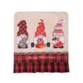 Housse de chaise de Noël avec gnomes à carreaux rouges et noirs et texte festif - Couleur Lin Trois Rudolphs