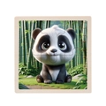 Educational 9-piece wooden panda jigsaw puzzle for children with cartoon bamboo background - Panda