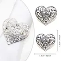 Silver hollow heart napkin ring with sparkling rhinestones for wedding table decor - Silver Hollow Heart