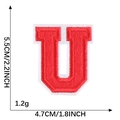 Red embroidered letter U patch with white border for clothing DIY, 5.5cm height - Letter U / Red