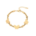 Bracelet élégant en maille dorée avec pendentifs papillons et fermoir ajustable - Style Papillon de Chaîne Tissé avec Perles (5#)